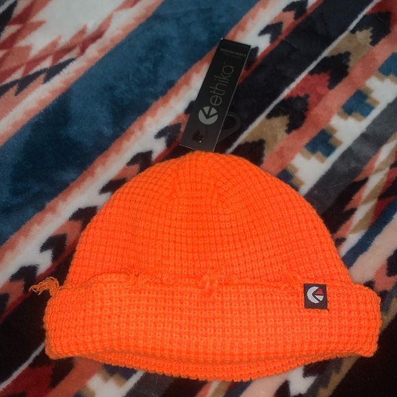 Ethika Accessories Nwt Ethika Raw Edge Beanie Flo Orange Women's - Picture 3 of 3